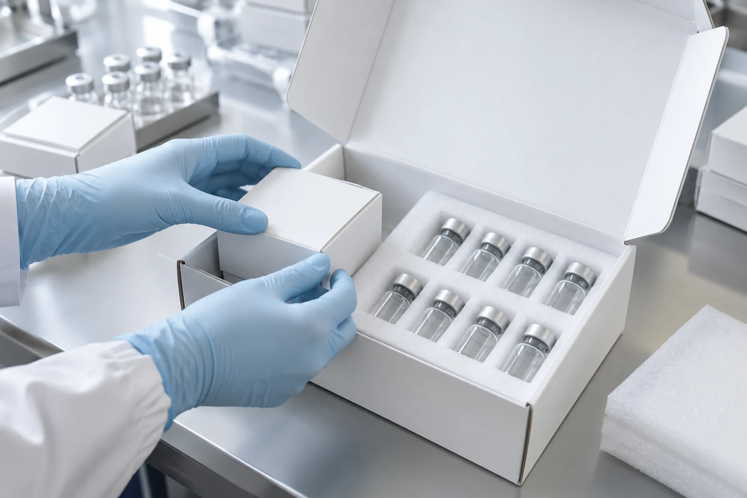 Illustrative preparation of protective packaging for laboratory vials